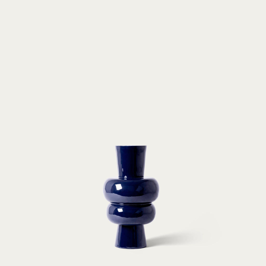 Blue metal vase