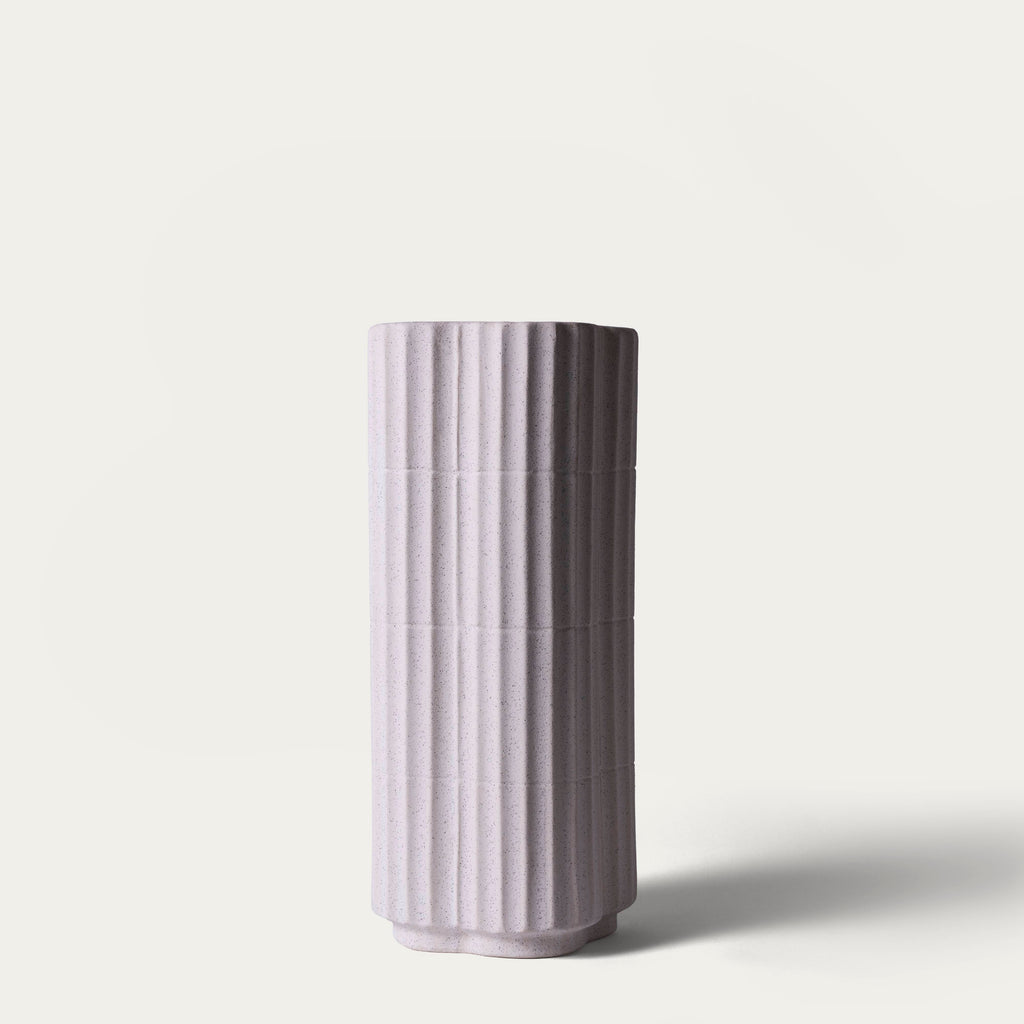 Cream ribbed vase